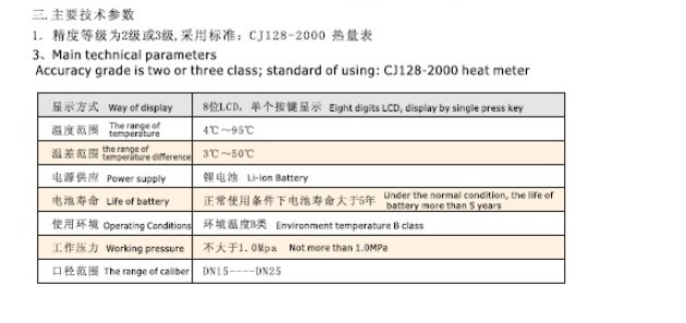 埃美柯射頻卡熱量表技術參數